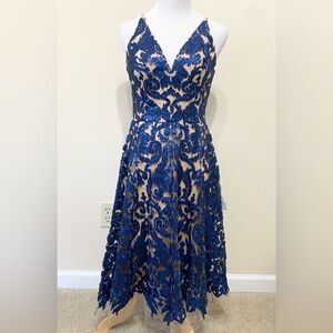 Dress The Population Blaire Sequin Midi Dress Navy Blue